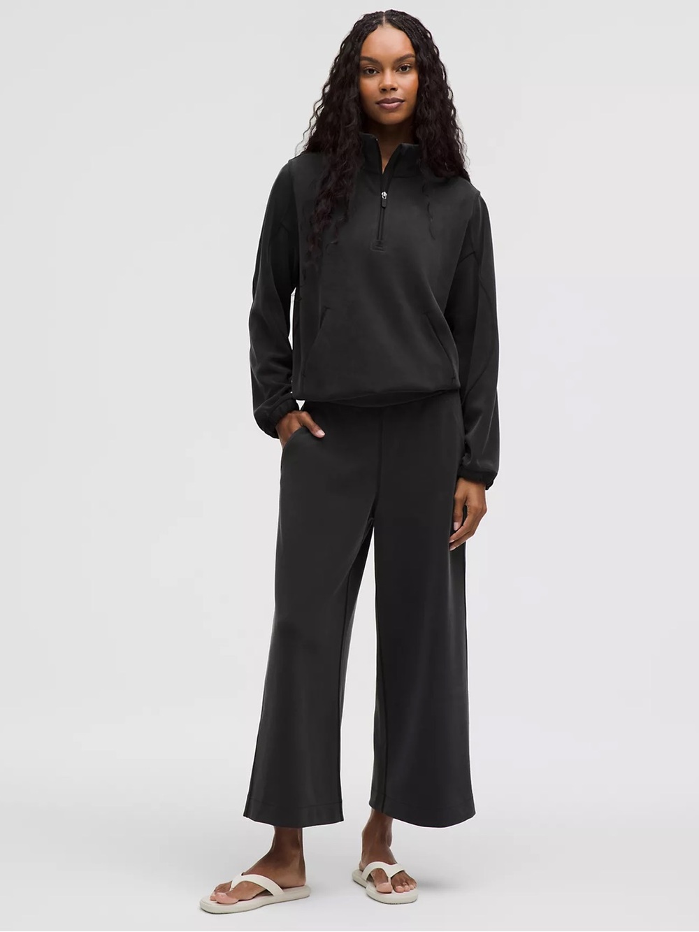 NWT lululemon athletica Black Softstreme High-Rise Wide-Leg Crop Pants